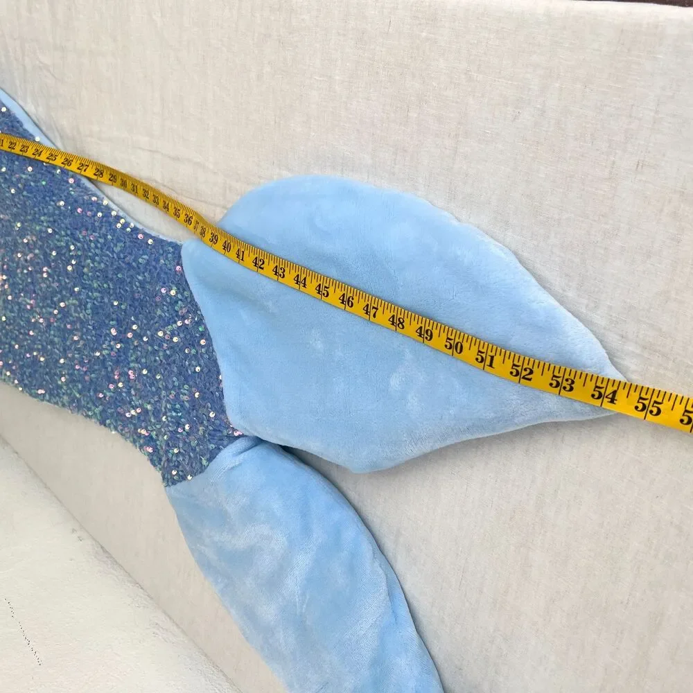 Mermaid Tail Blanket Plushy Light Blue Sequins Size Large 22